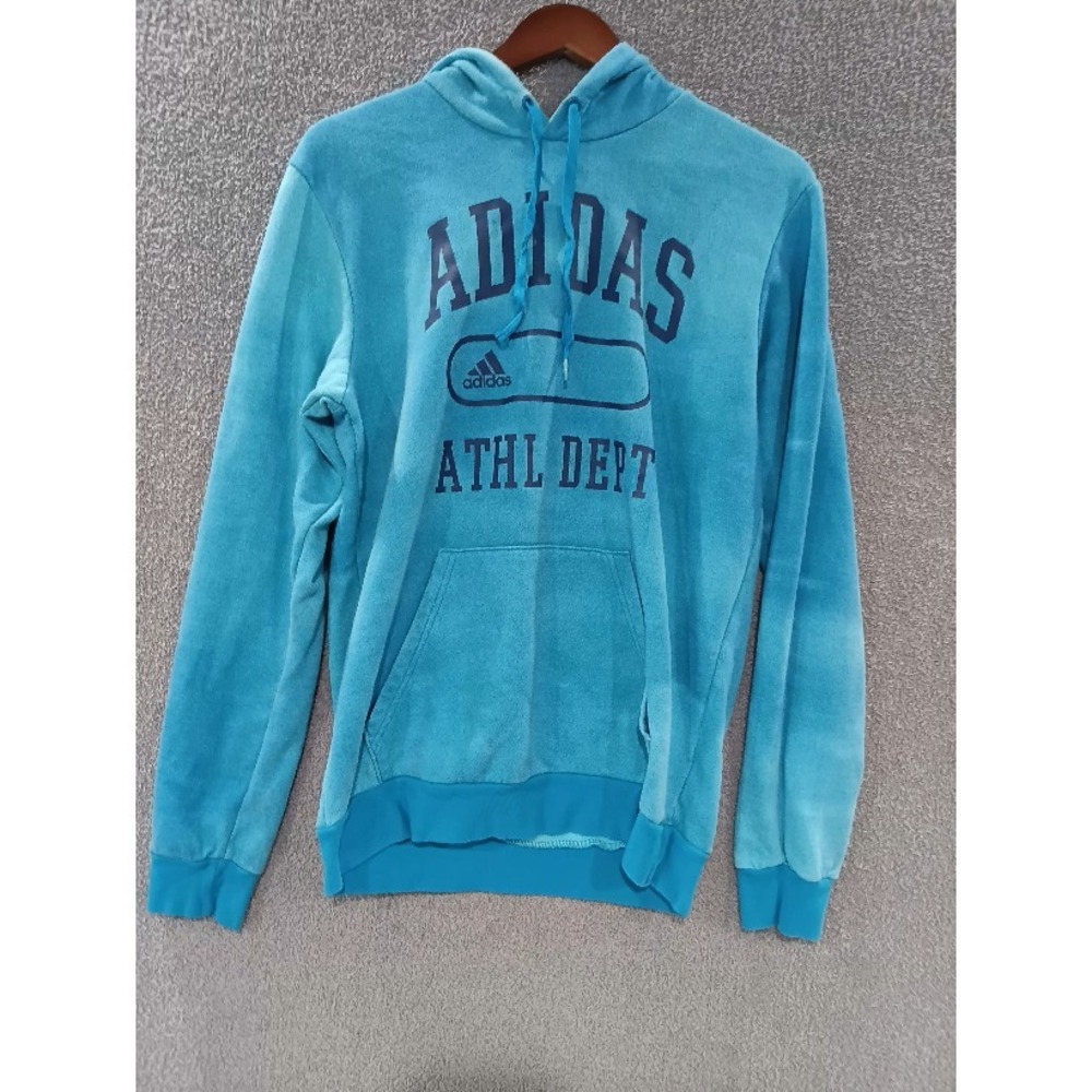 adidas ATHL DEPT Pullover Hoodie Blue Size‎ S Graphic Sweatshirt Kangaroo Pocket